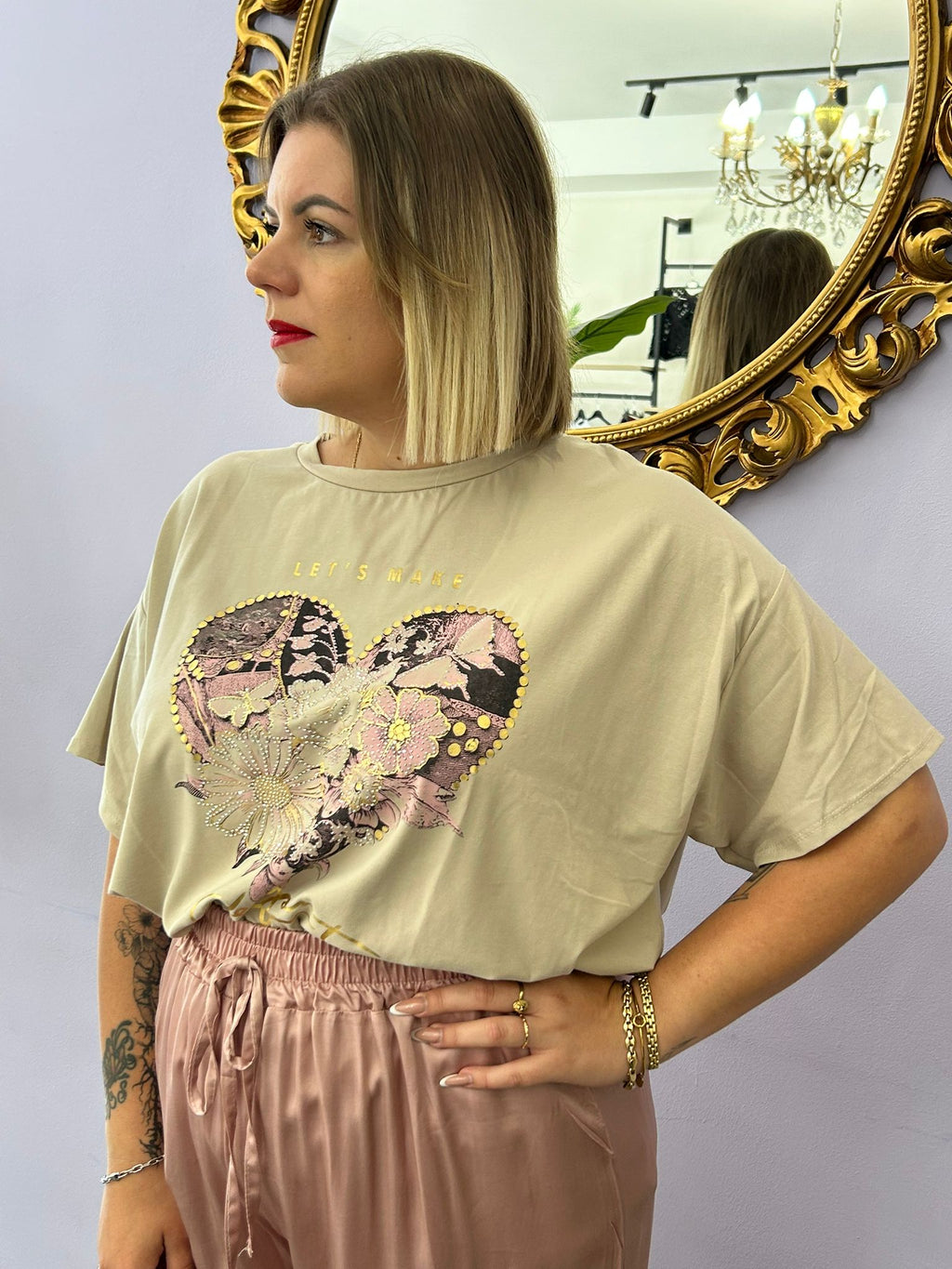 T-SHIRT CORAZON BEIGE 22828