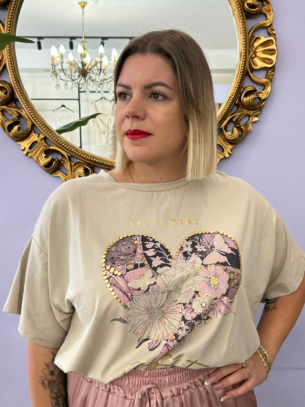 T-SHIRT CORAZON BEIGE 22828